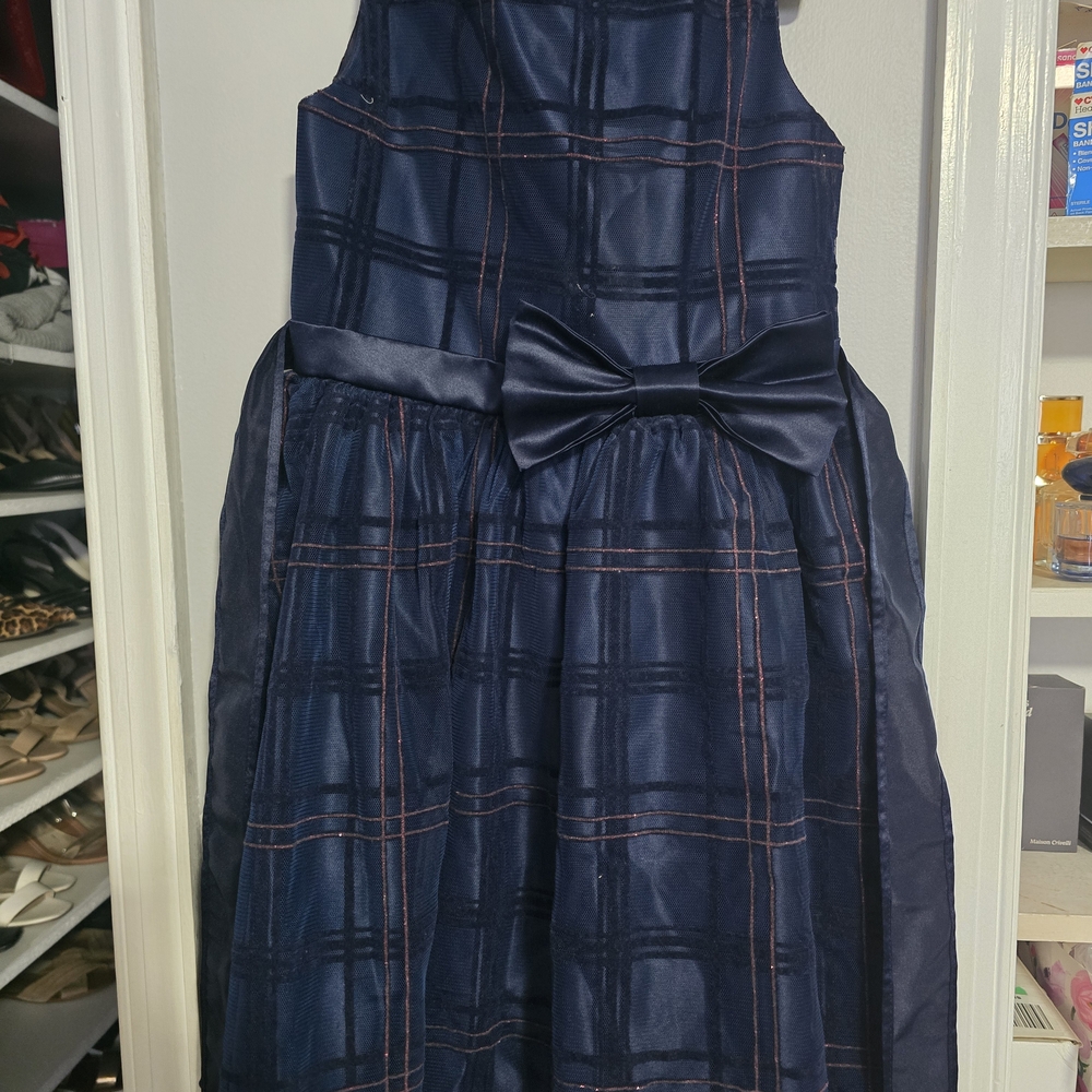 Charming Navy Kids Formal Dress with Bow